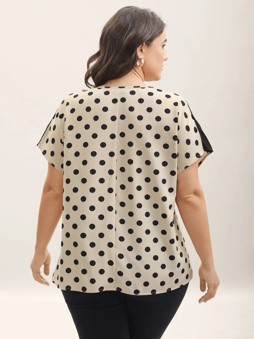 Polka Dots Color Contrast Blouse