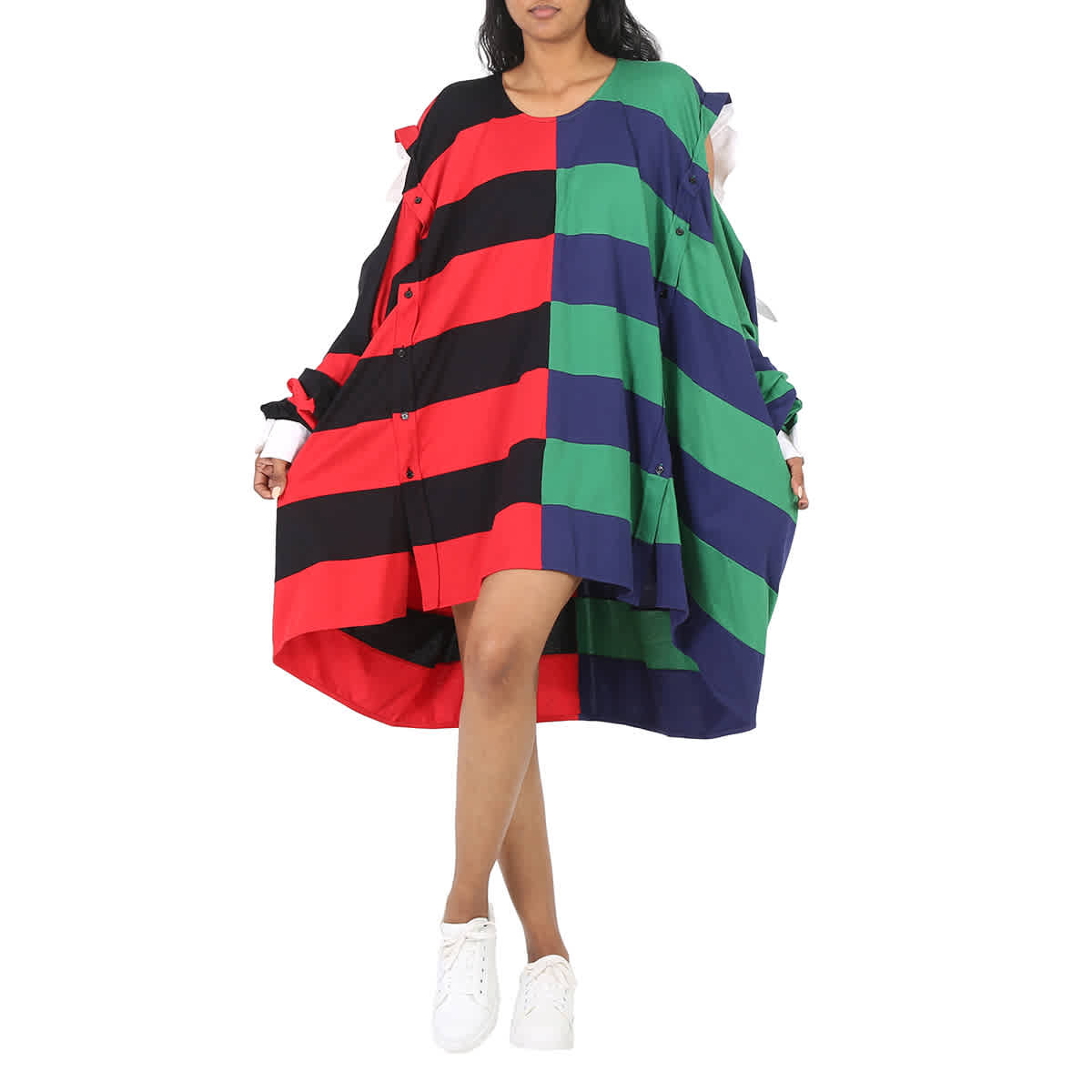 Burberry Striped Cotton Reconstructed Rugby Shirt Dress, Size One Size