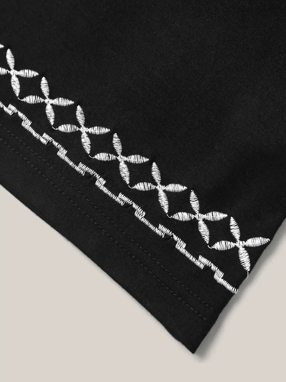 Crisscross Embroidery Straight-Fit T-Shirt