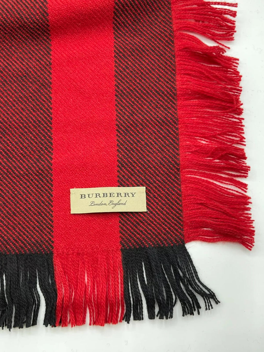 New Burberry   Wool Half Mega Fashion Plaid Check Fringe Scarf