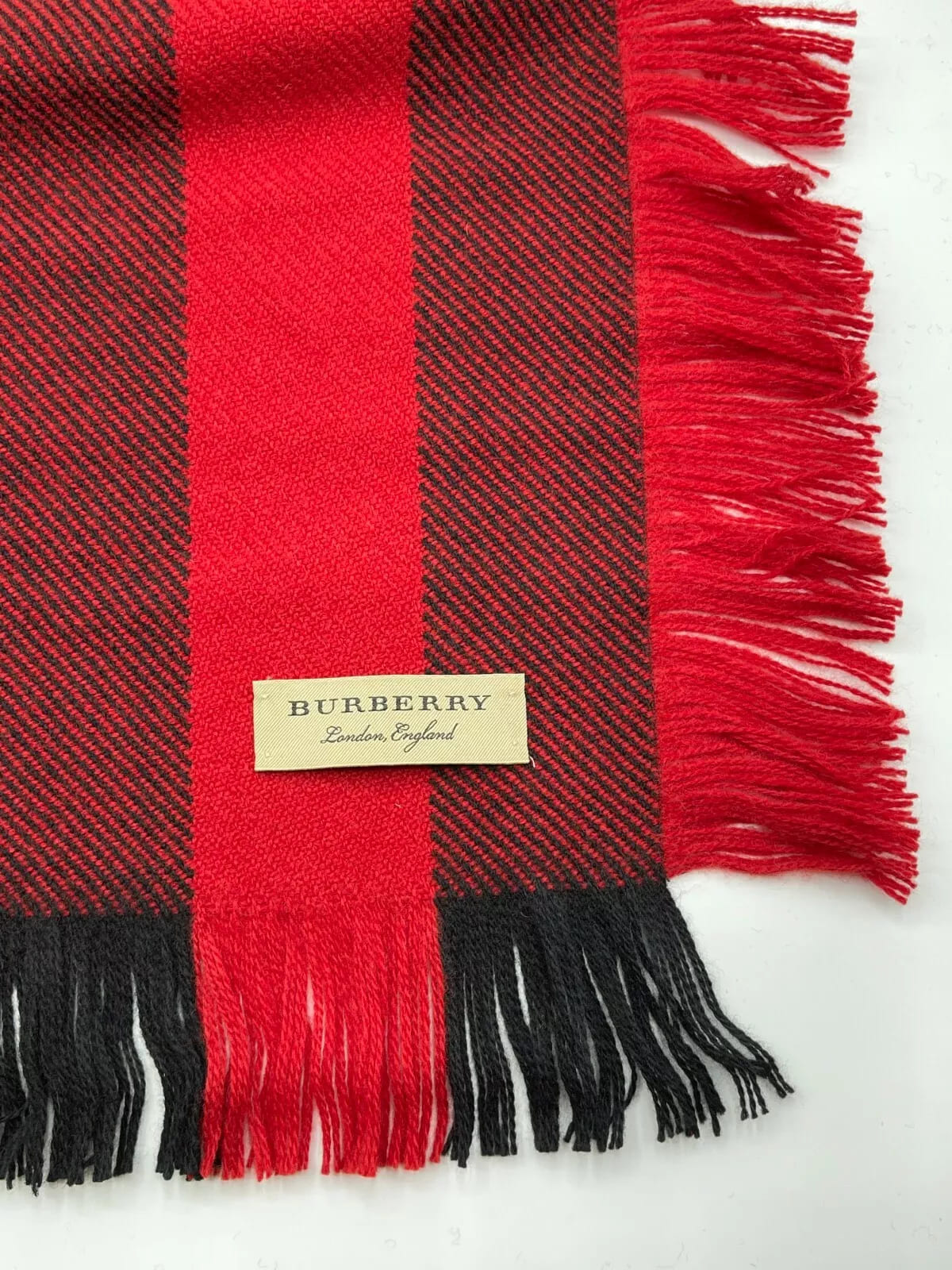 New Burberry   Wool Half Mega Fashion Plaid Check Fringe Scarf