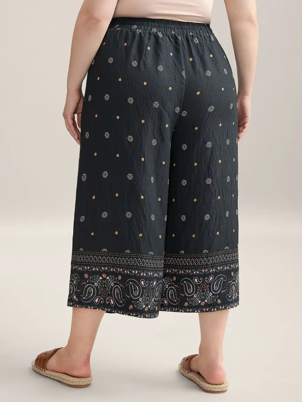 Paisley Print Wide-Leg Airy Pants