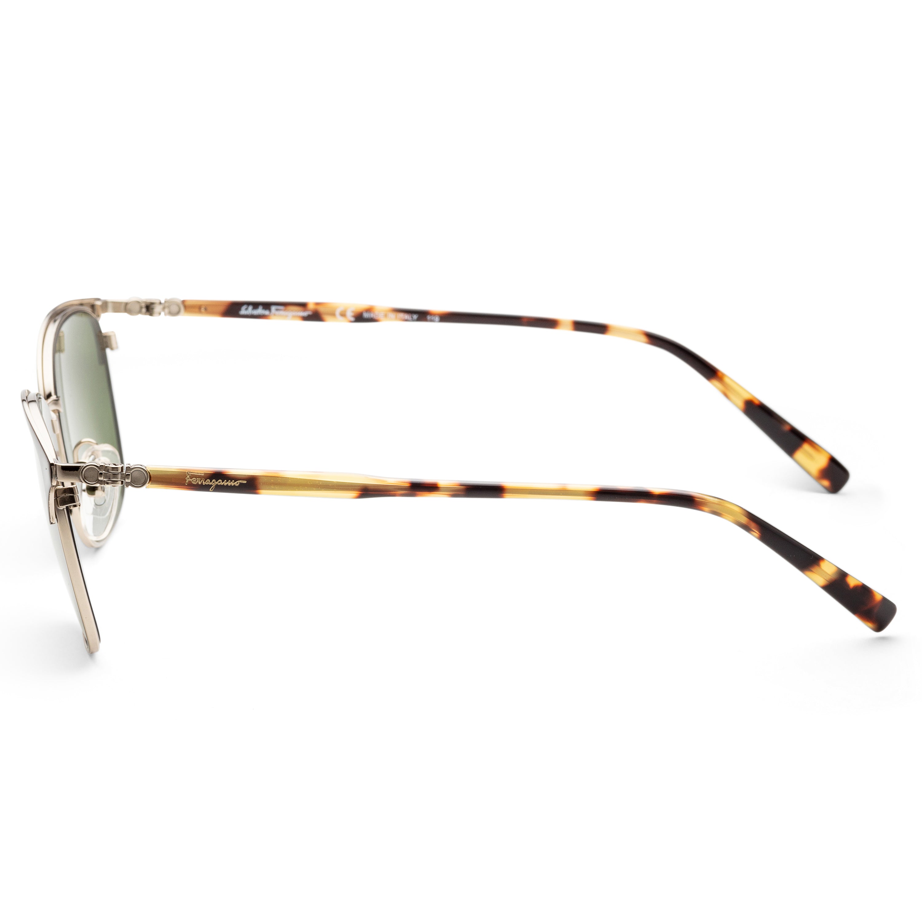 Ferragamo Men's 54mm Black and Shiny Gold Sunglasses