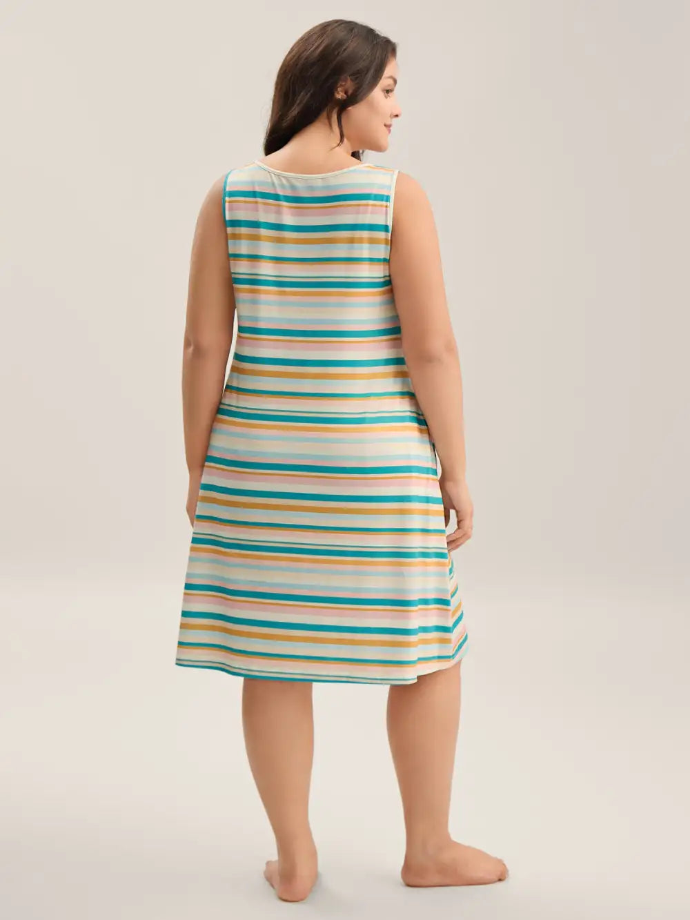 Stretchy Colorful Stripes Cami Sleep Dress