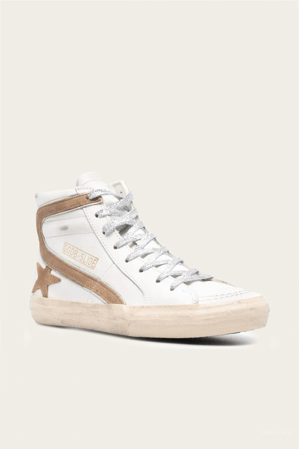 Women's Slide Leather Sneaker In White/tabacco