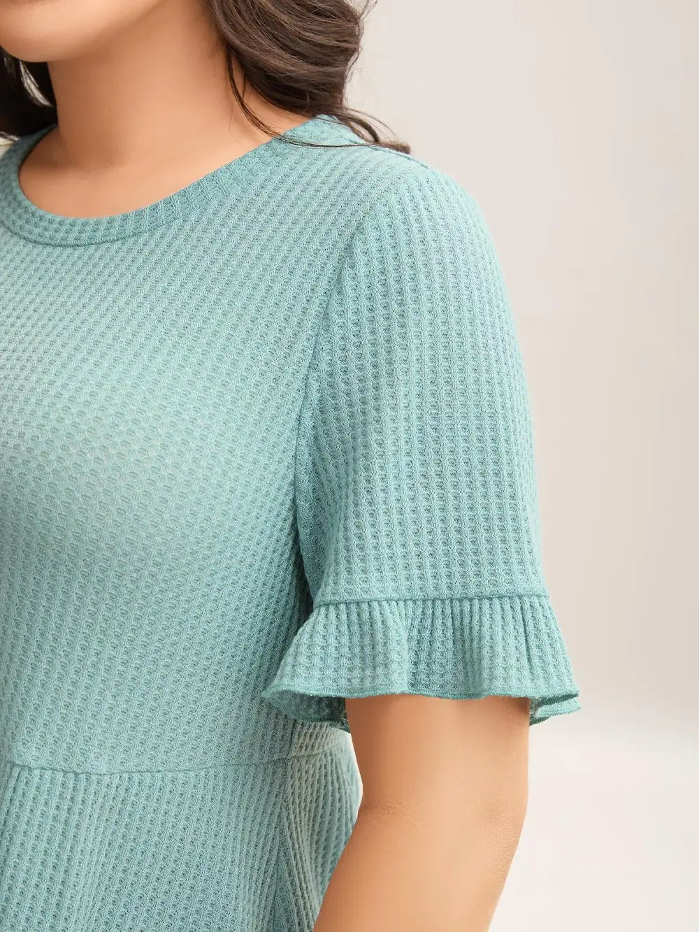 Waffle Lotus Leaf Hem T-Shirt