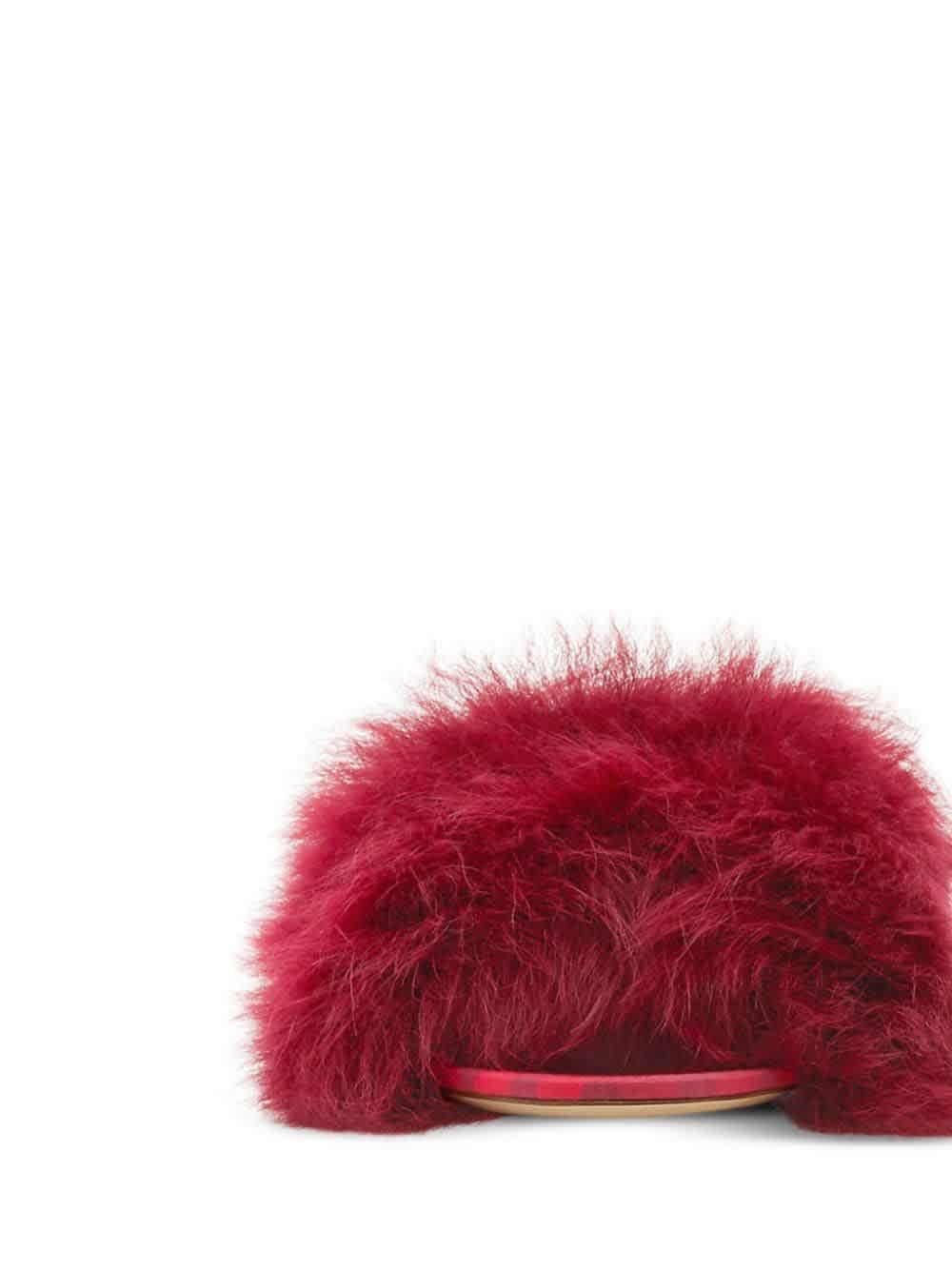 Burberryminnie 65MM Heel Open-Toe Shearling Sandals