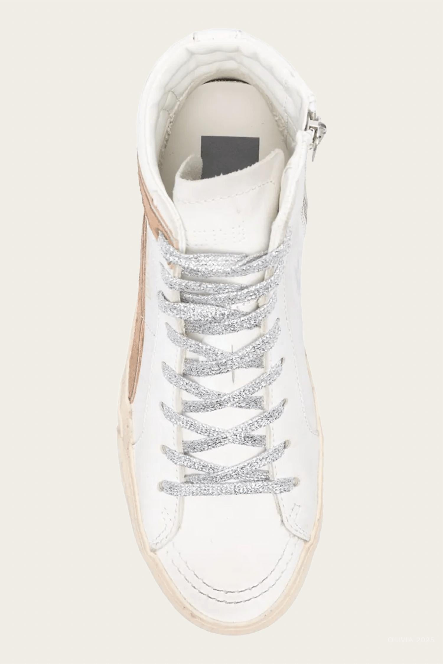 Women's Slide Leather Sneaker In White/tabacco