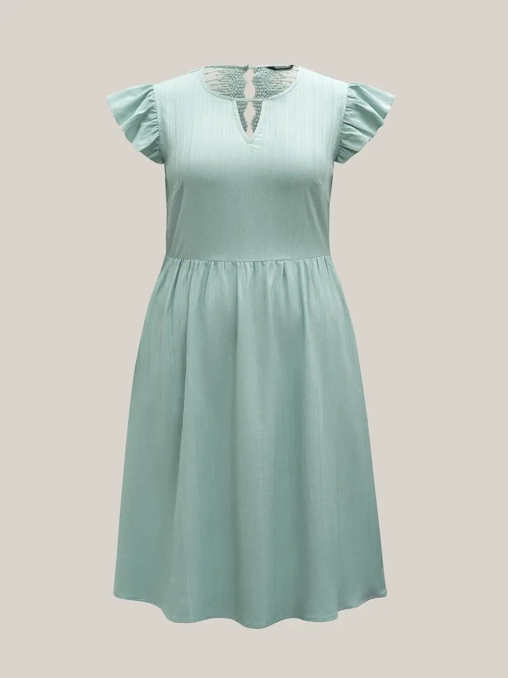 Textured Back Cut-Out Flutter Sleeve Midi Dress