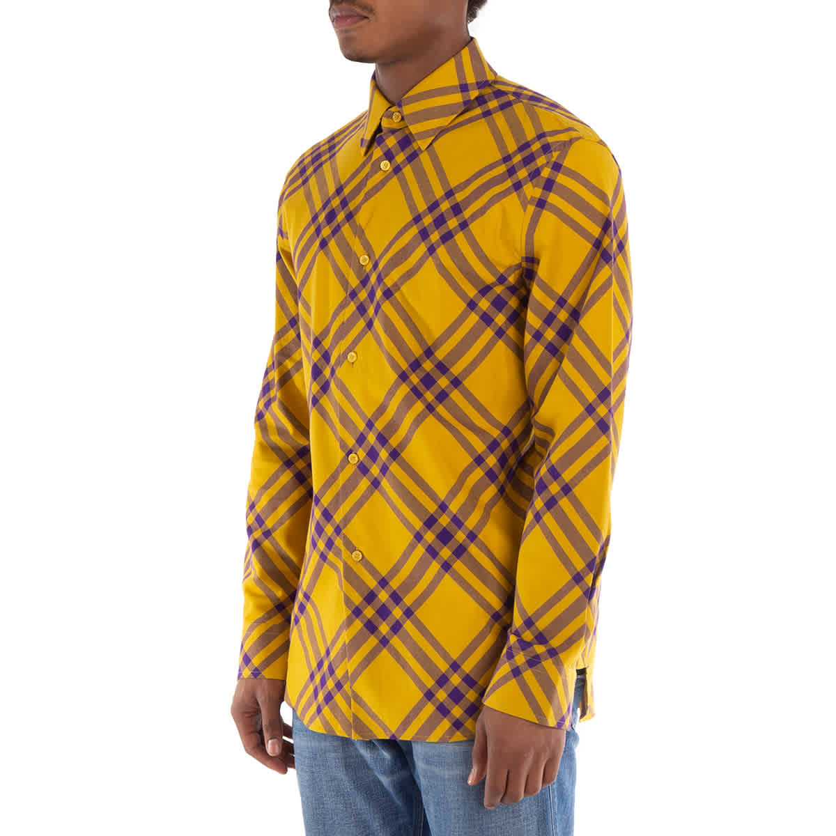 Burberry Cotton Check Shirt In Pear