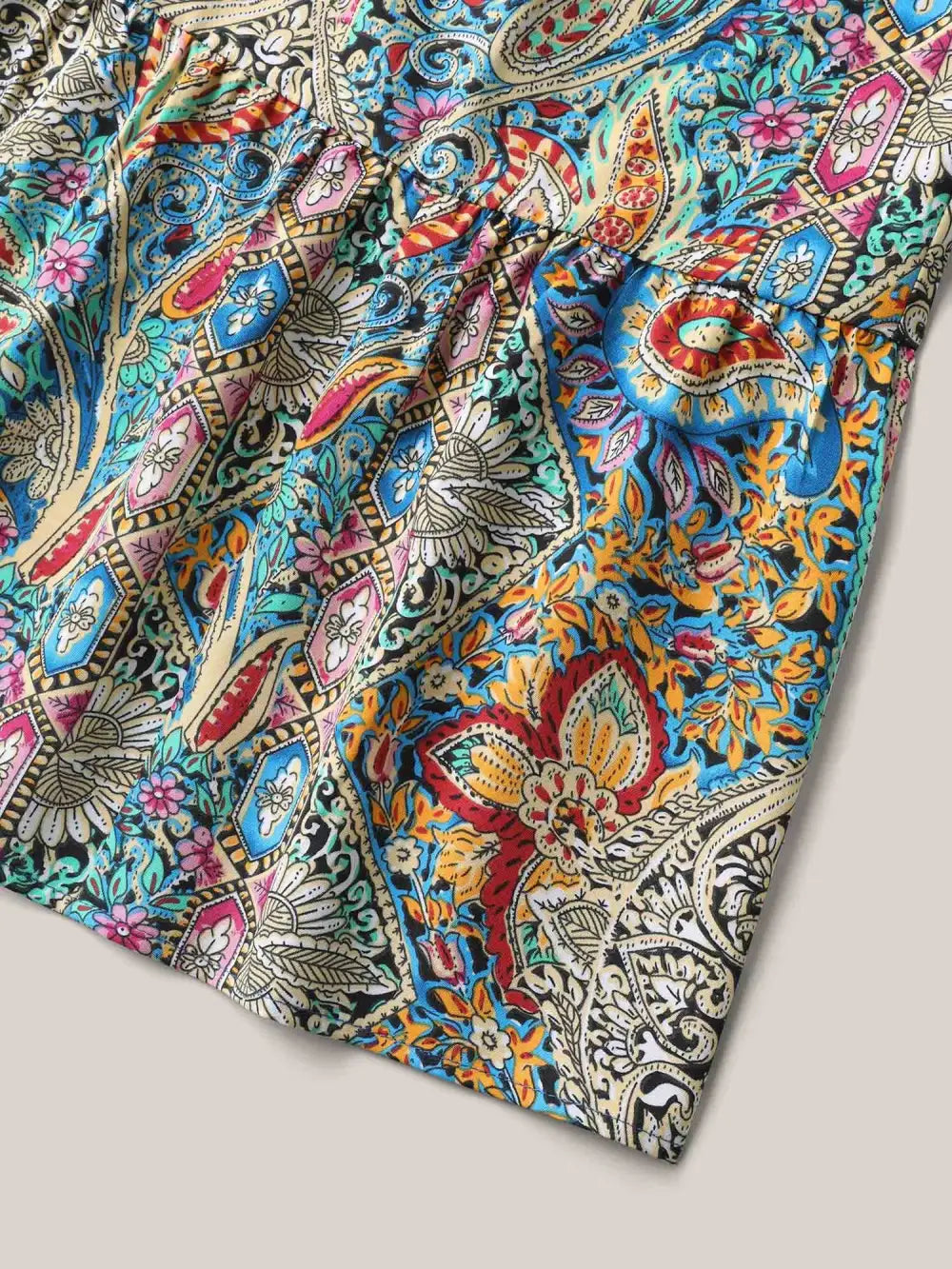 Paisley Print Shirred Waist Midi Skirt