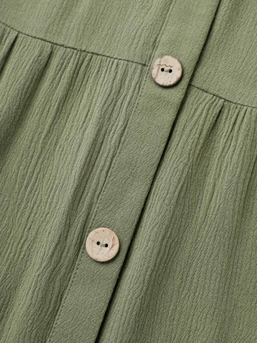 Textured Button Placket V-Neck Shirt
