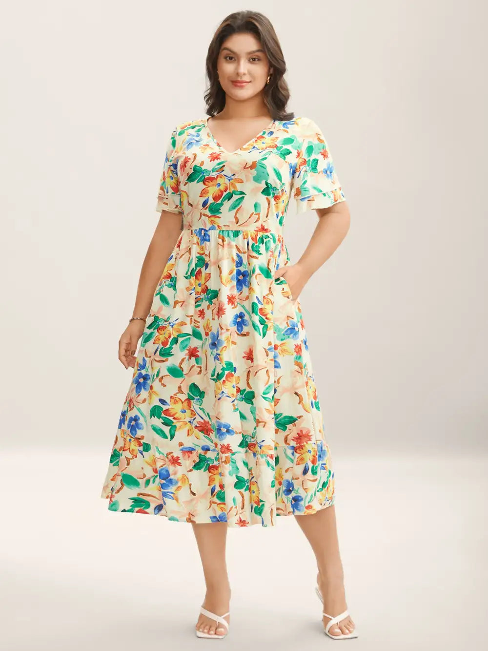 Sunkissed Florals Pockets Midi Dress