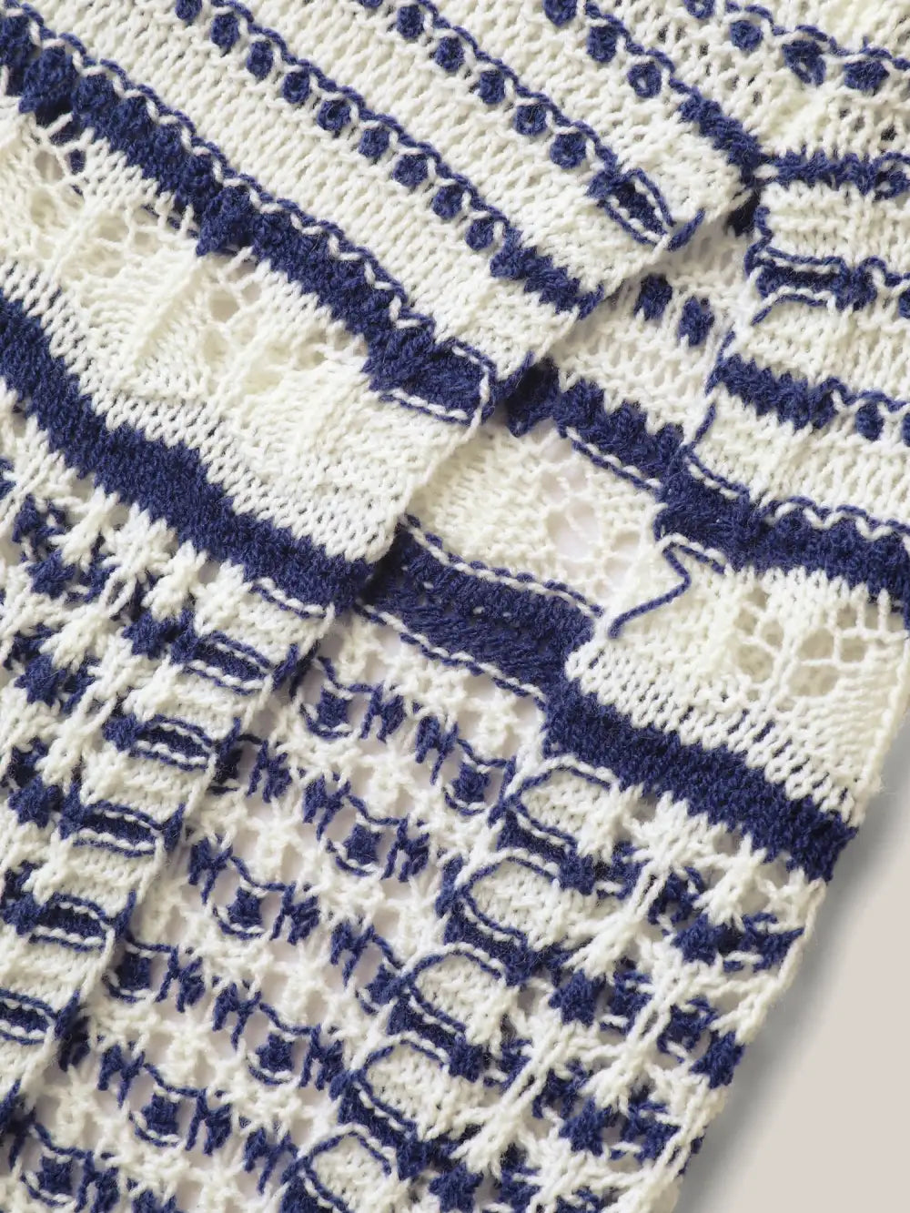 Stripes Crochet V-Neck Swim Cover-Up