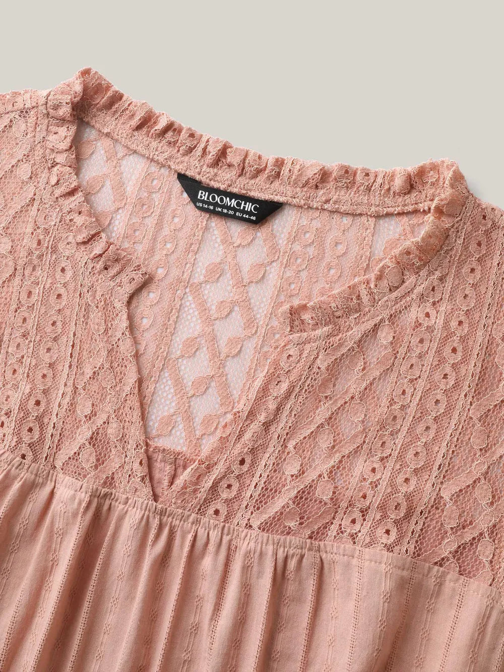 Sheer Notched Collar Textured Spliced Blouse