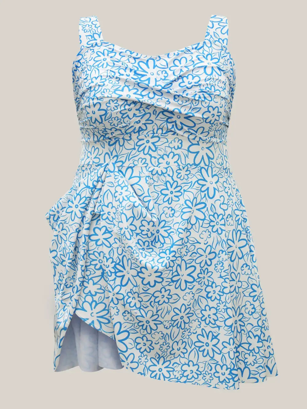 Anti-Float Ties Twist Front Swim Dress
