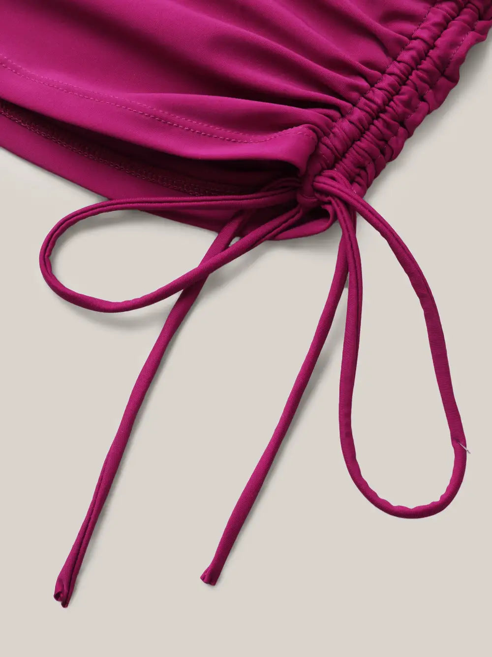 One-Shoulder Drawstring Swim Top