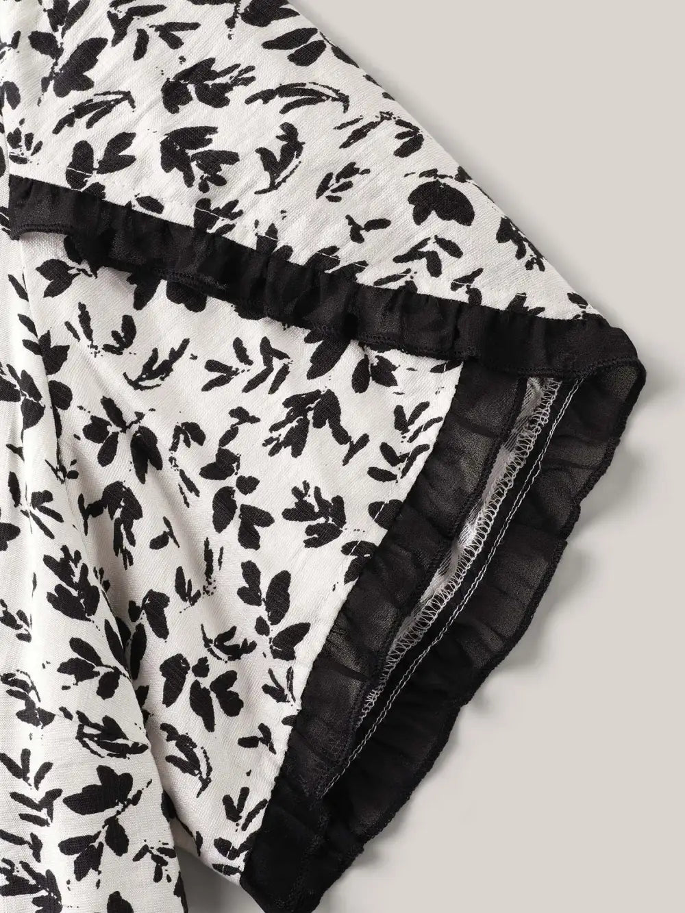 Floral Print Color Contrast Blouse