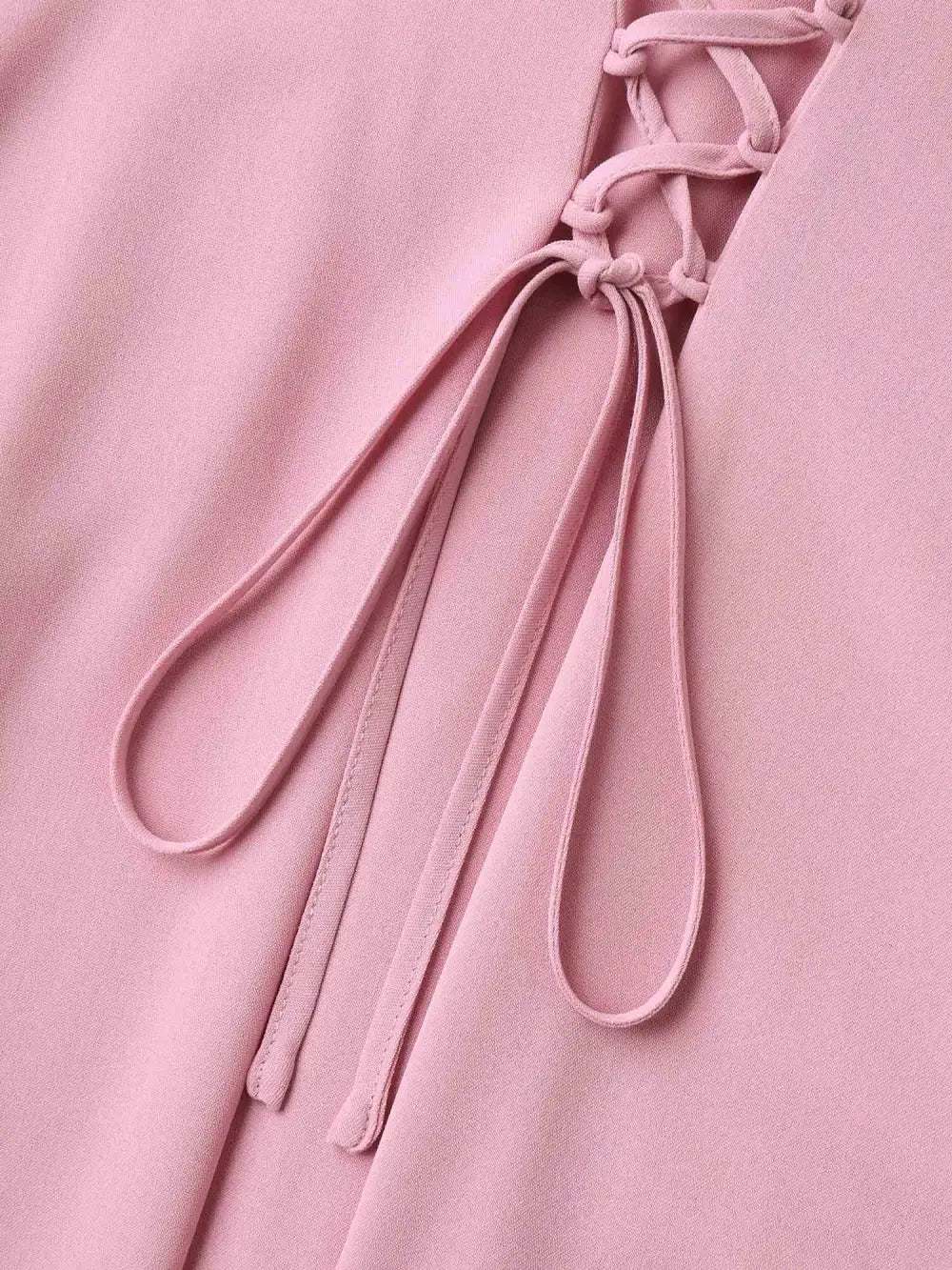 Tie-Up Panels Solid Pockets Midi Dress