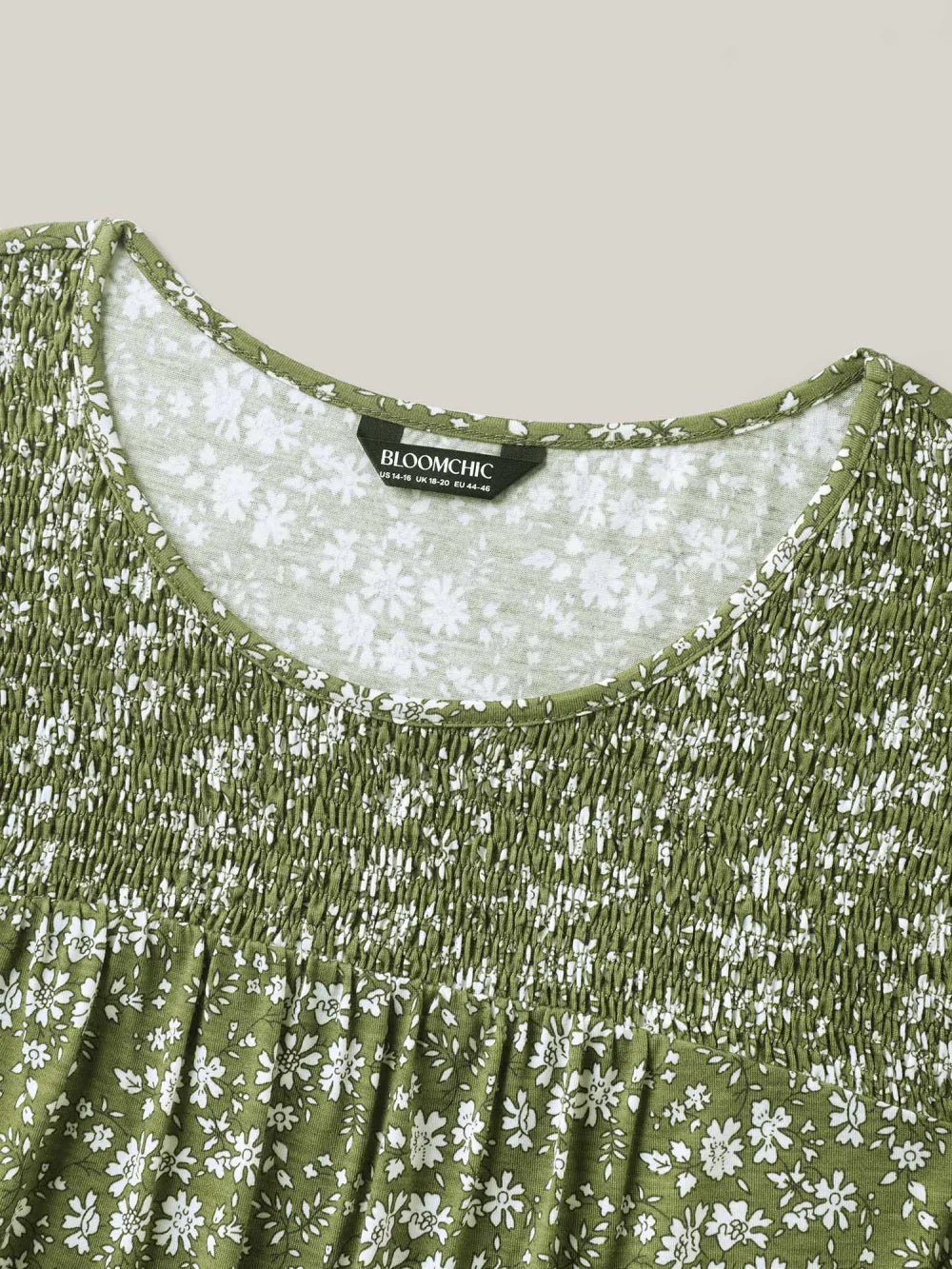 Floral Print Shirred Neck T-Shirt
