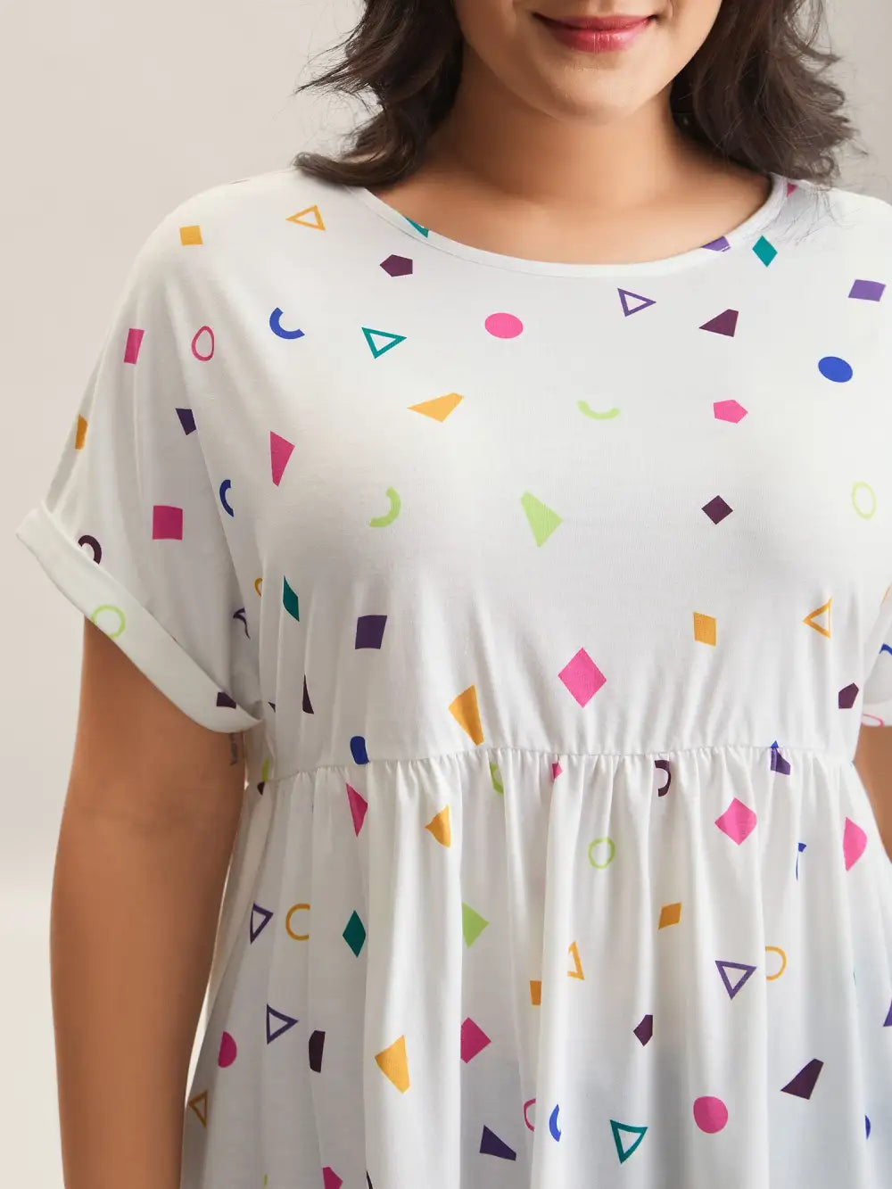 Fun Geometric Print Babydoll Top
