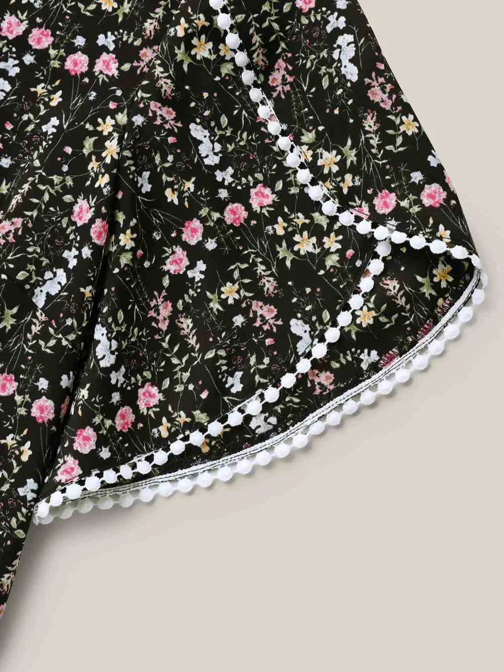 Floral Print Petal Sleeve Shirt