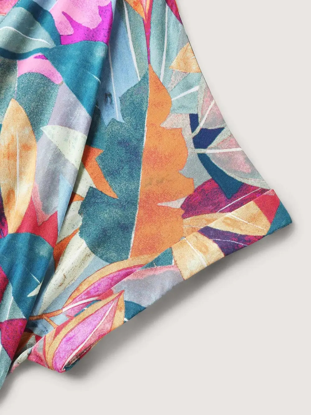 Rayon Leafy Print Pockets Midi Dress