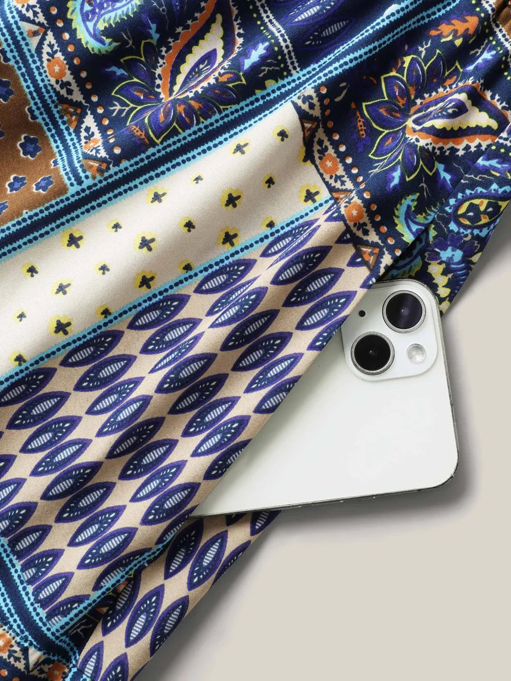 Boho Print Webbed Neck Midi Dress