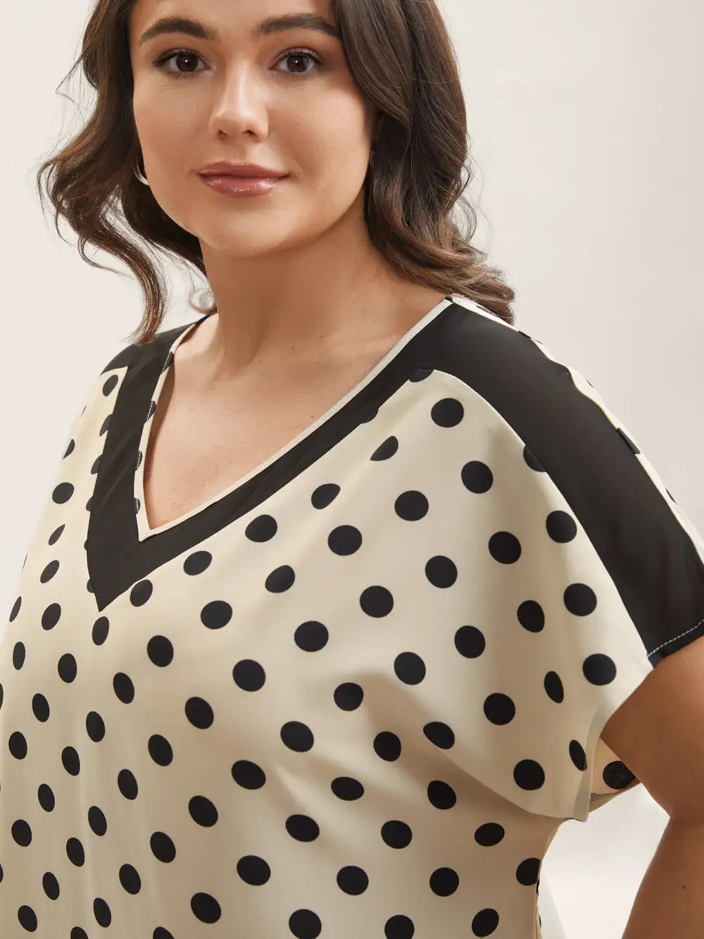 Polka Dots Color Contrast Blouse