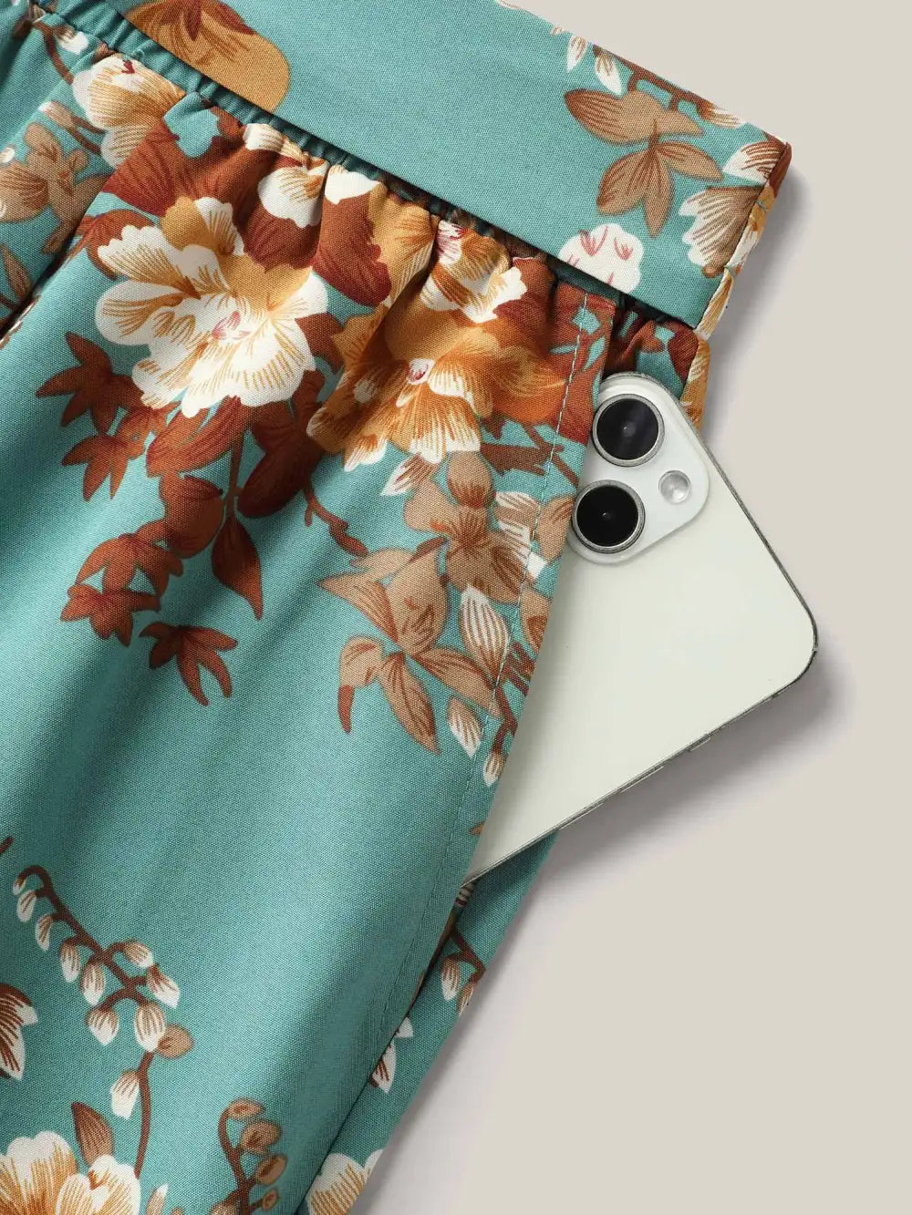 Sweet Floral Print Belted Wide-Leg Pants