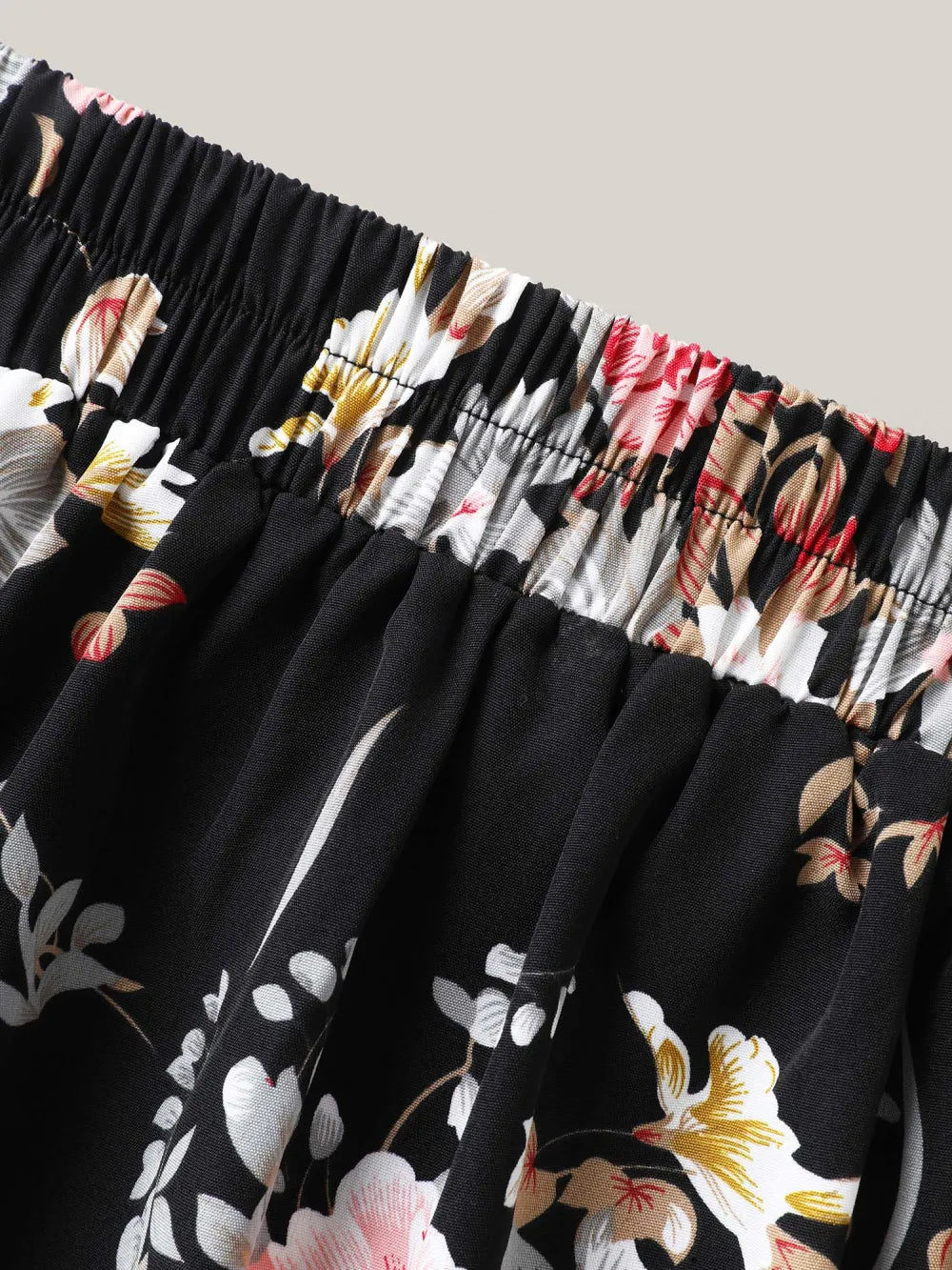 Floral Print Pockets Wide-Leg Pants