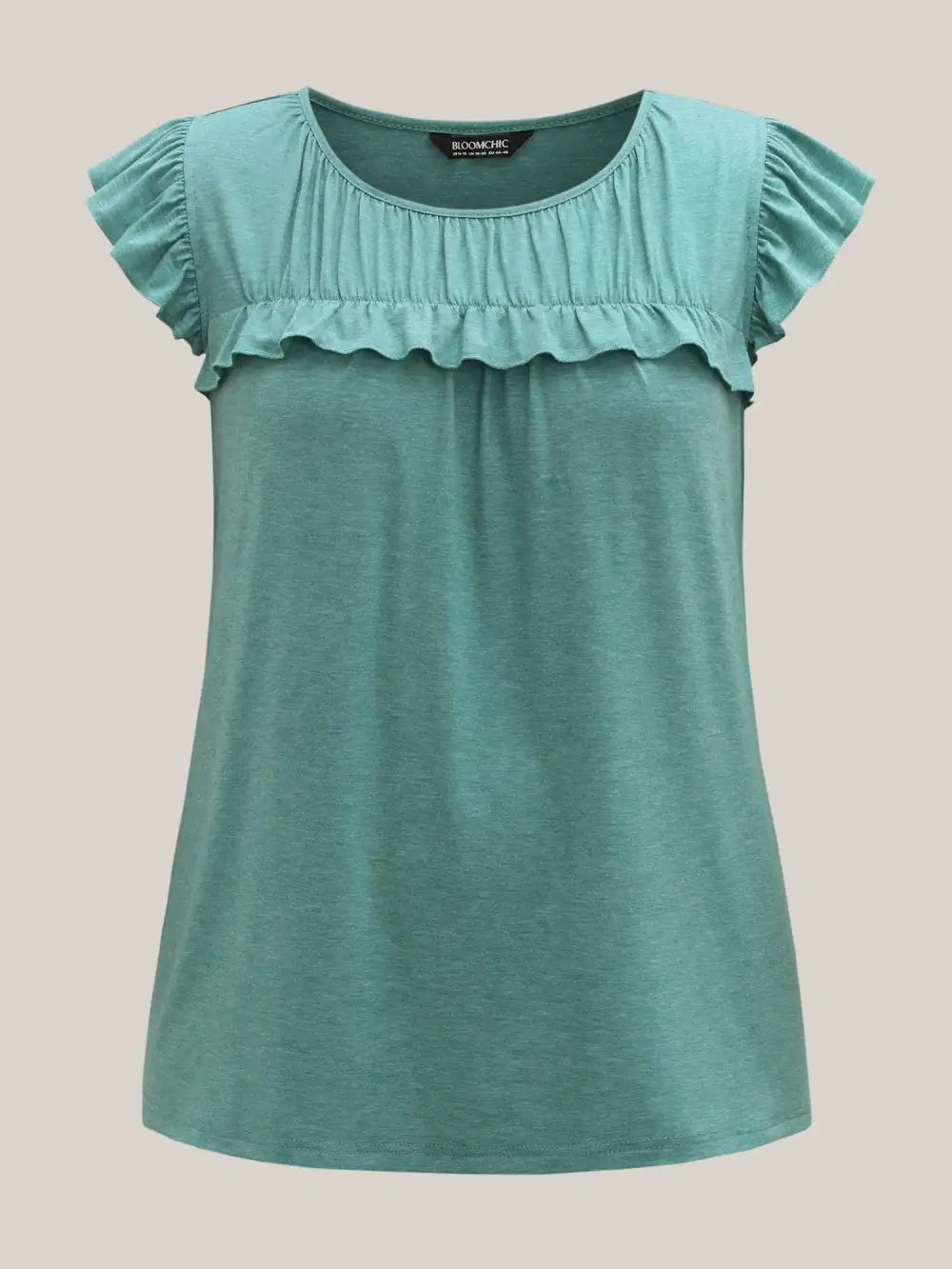 Pleated Neckline Flutter Sleeve Tank Top