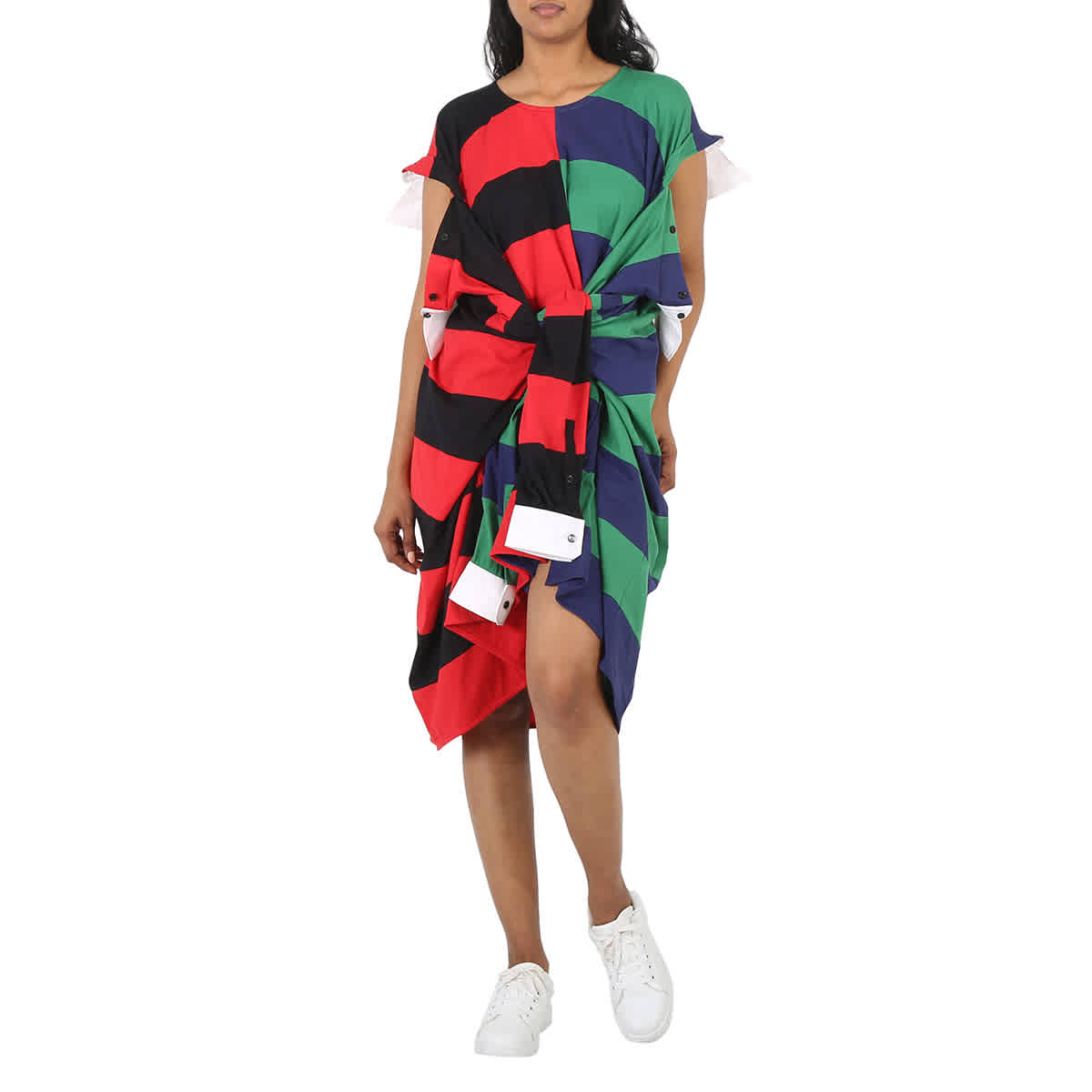 Burberry Striped Cotton Reconstructed Rugby Shirt Dress, Size One Size