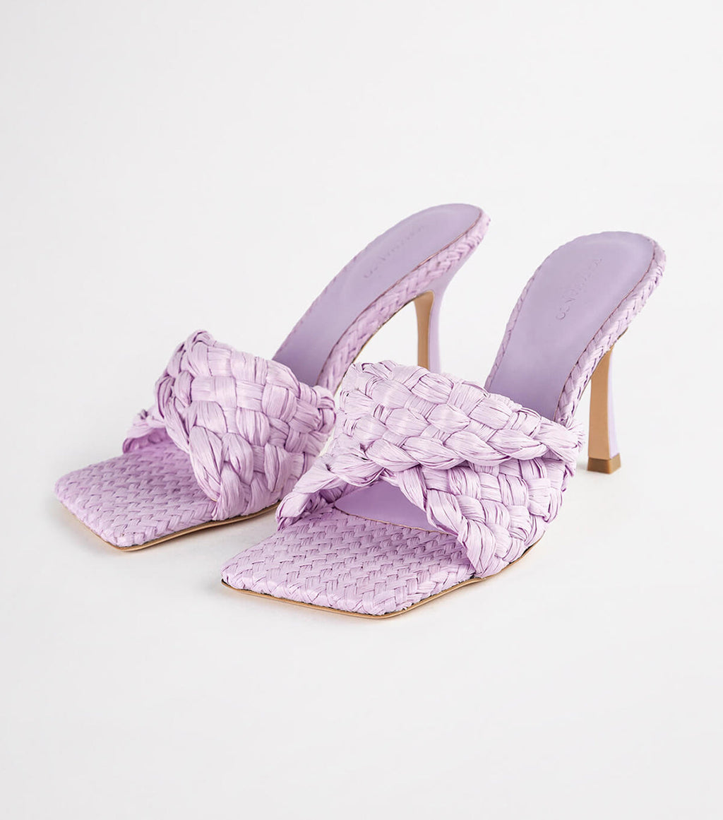 Escarpins en raphia lilas Lourdes